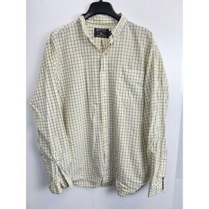 American Living Men's Button Down Shirt Size 2XL Yellow Blue Check Long Sleeve